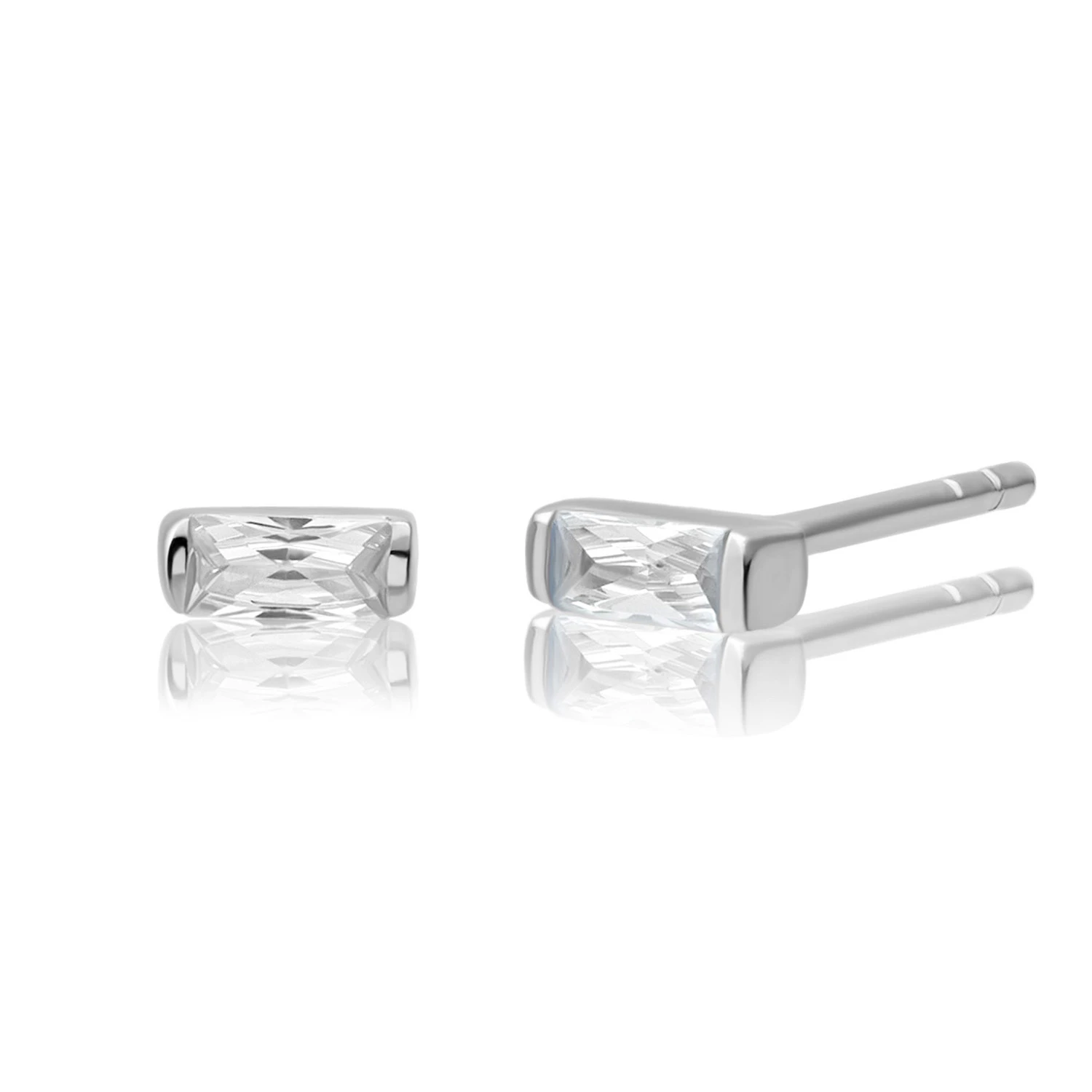 Earrings | Baguette Studs Silver - CZ