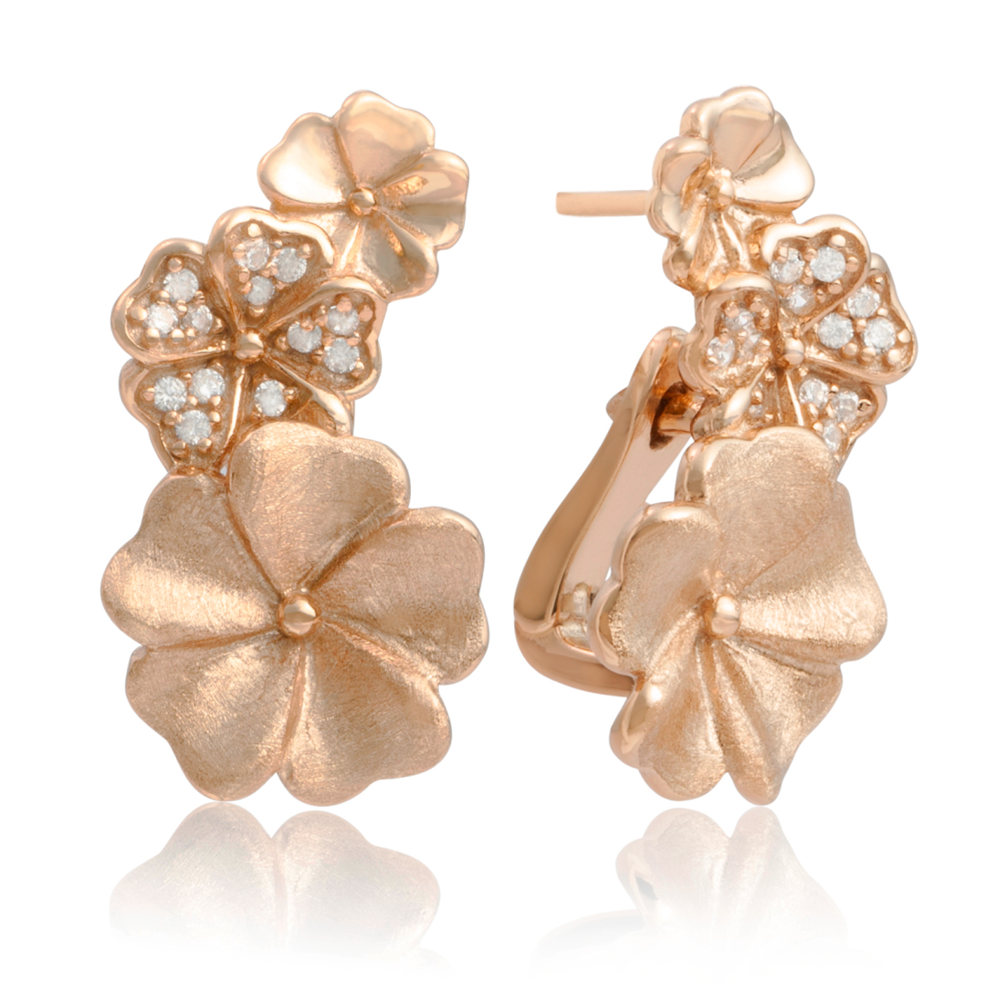 Earrings - Blossom Crystal Rose Gold - Double pin - CZ