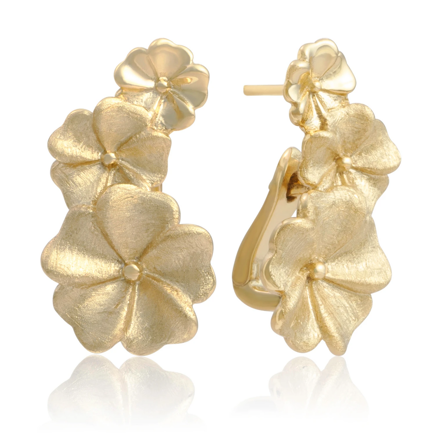 Earrings - Blossom Mat Gold - Double pin
