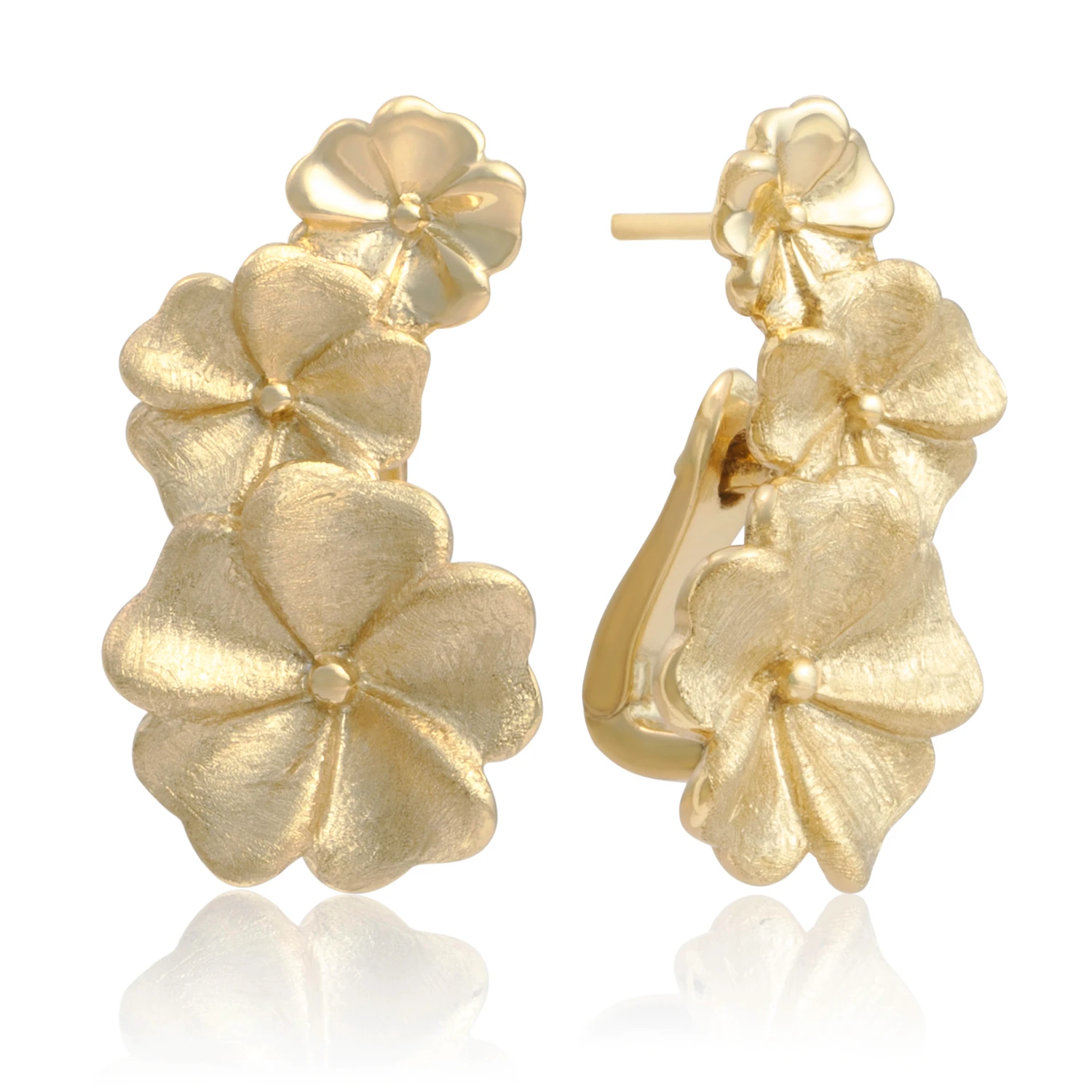 Earrings - Blossom Mat Gold - Double pin