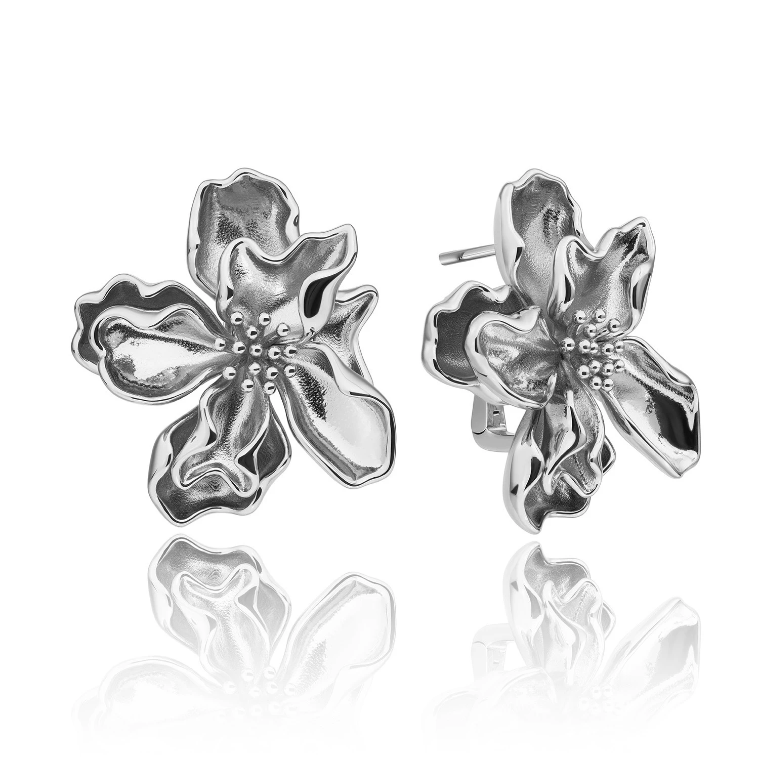 Earrings | Botanic Push Back Earrings Silver