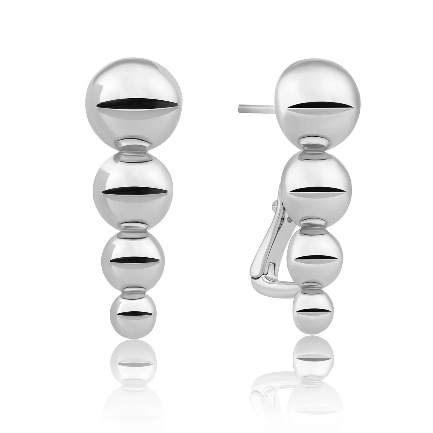Earrings | Bubble Push Back Earrings - Silver