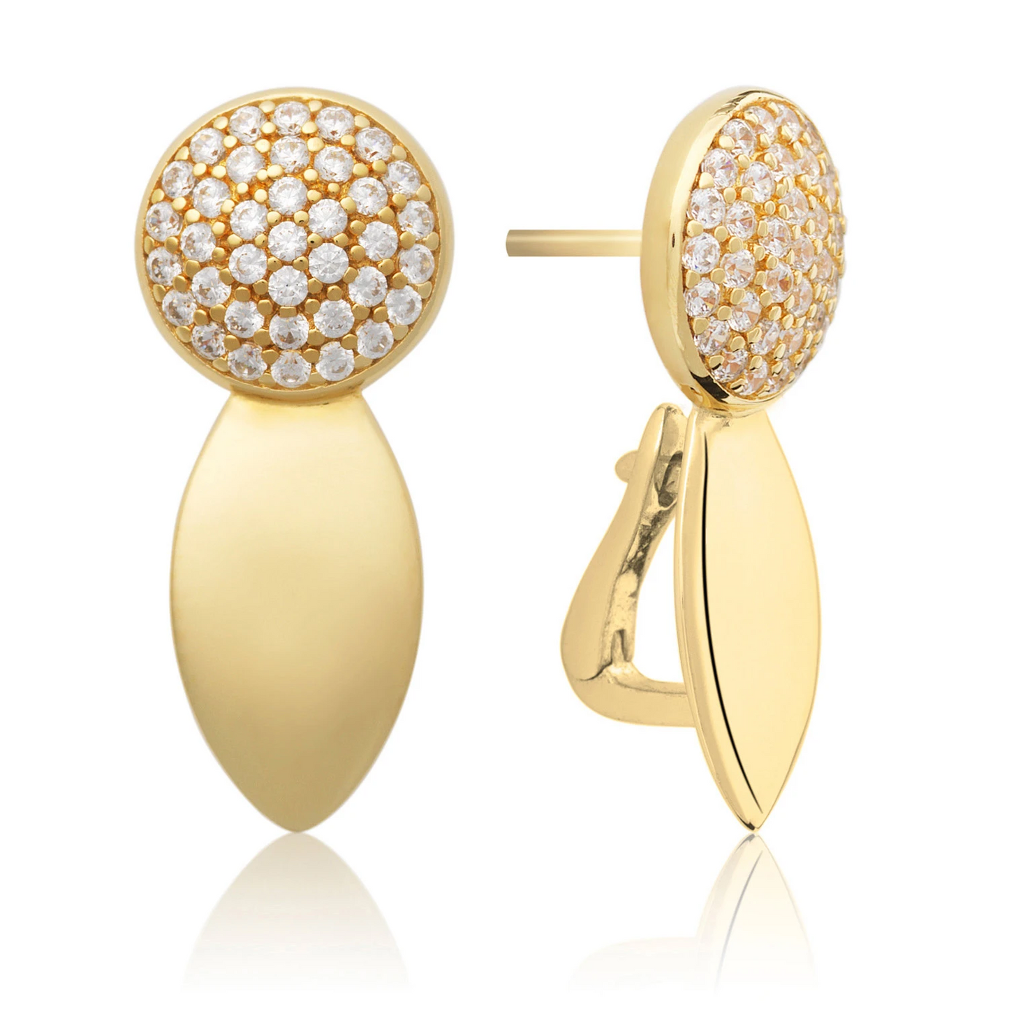 Earrings | Core Push Back Earrings Gold - CZ