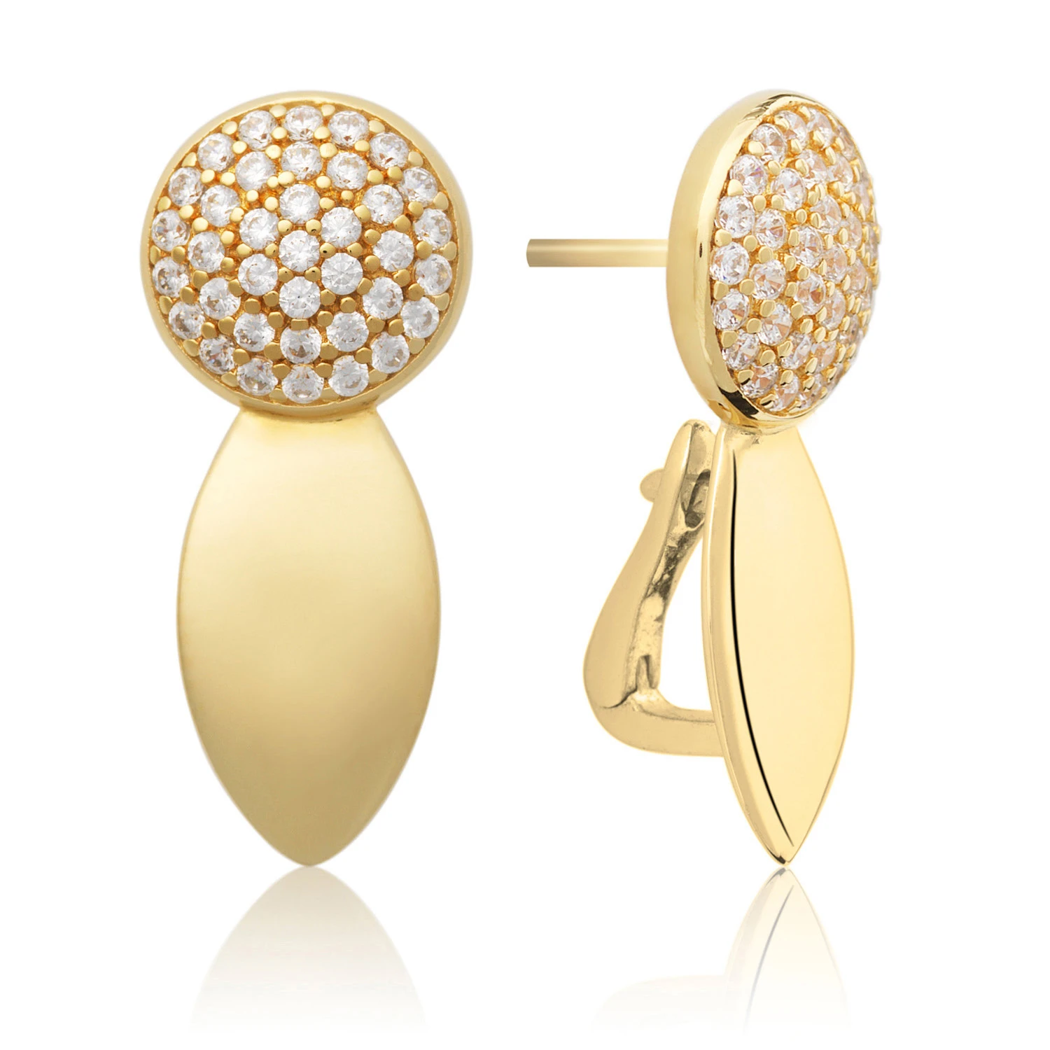 Earrings | Core Push Back Earrings Gold - CZ
