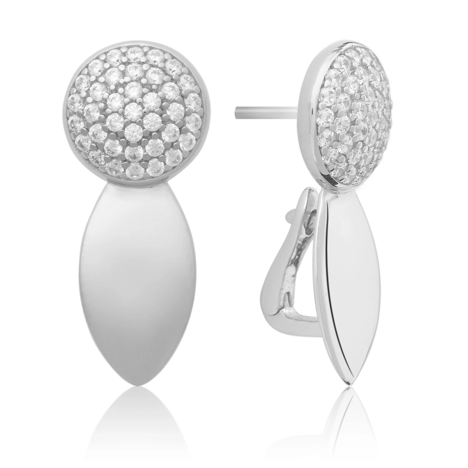 Earrings | Core Push Back Earrings Silver - CZ
