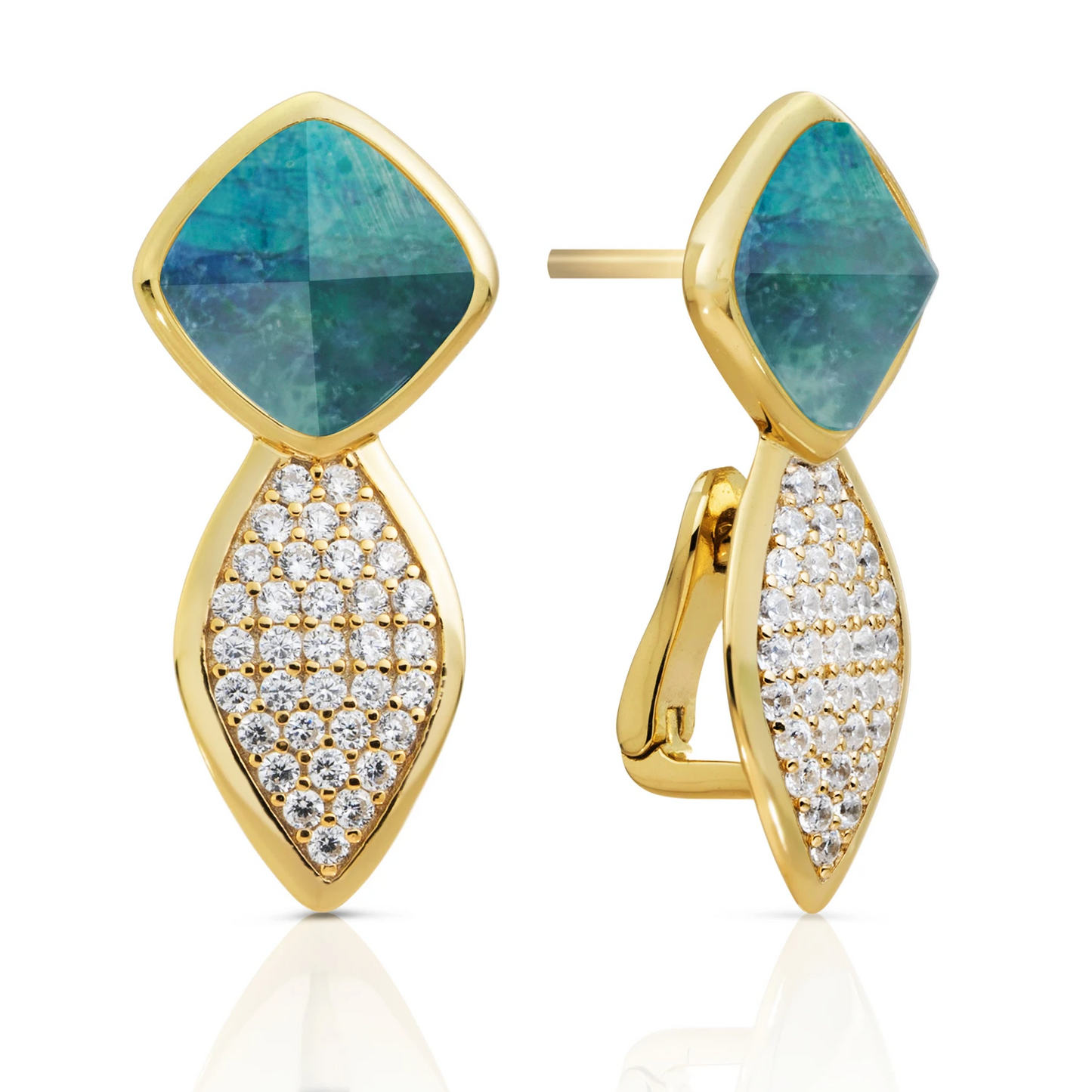 Earrings | Edge Crystal Gold - Double pin - Labradorite