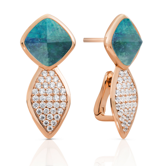 Earrings | Edge Crystal Rose Gold - Double pin - Labradorite