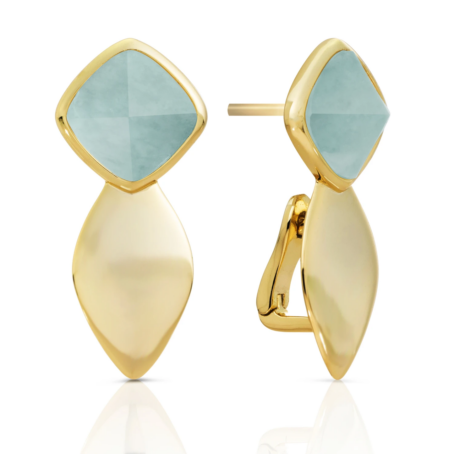 Earrings | Edge Gold - Double pin - Amazonite