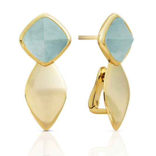 Earrings | Edge Gold - Double pin - Amazonite