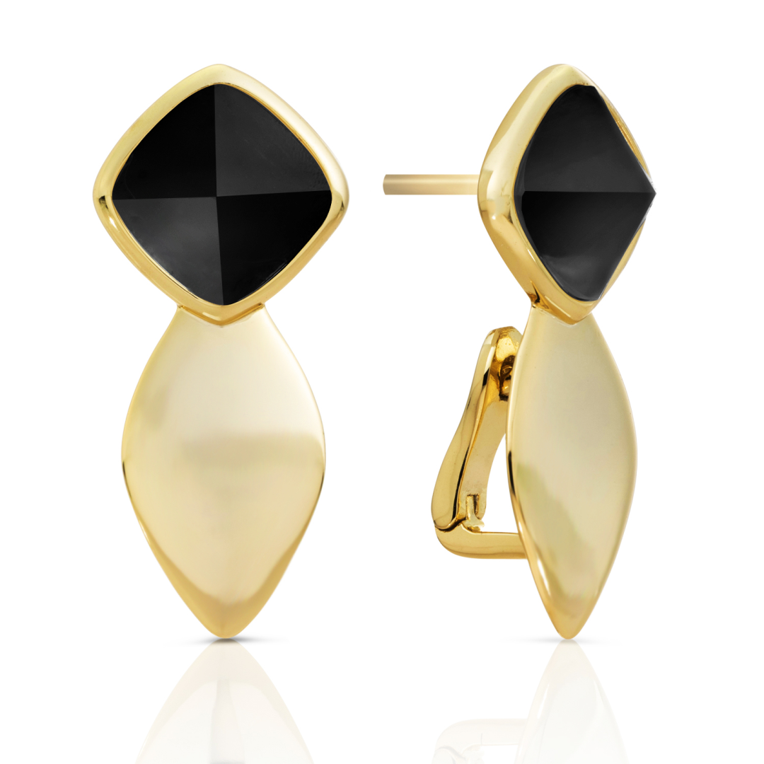 Earrings | Edge Gold - Double pin - Onyx