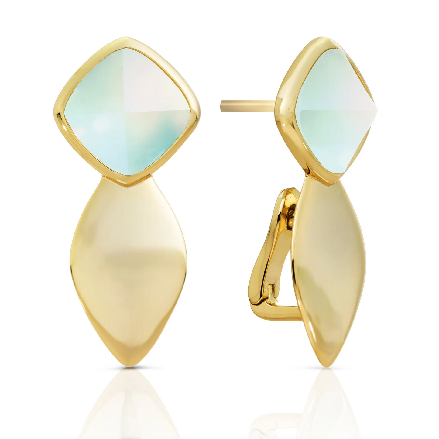 Earrings | Edge Gold - Double pin - Opalite