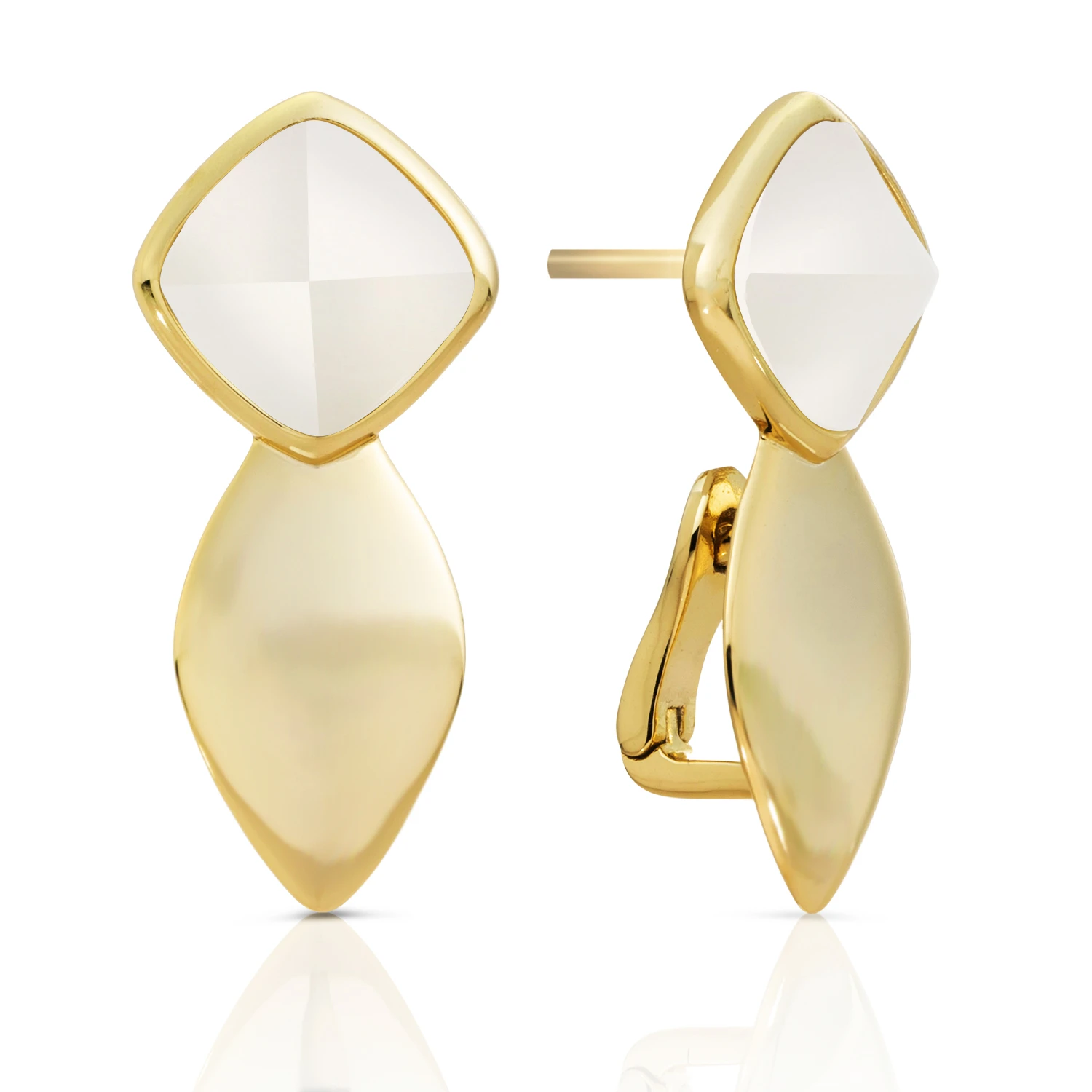 Earrings | Edge Gold - Double pin - Pearl