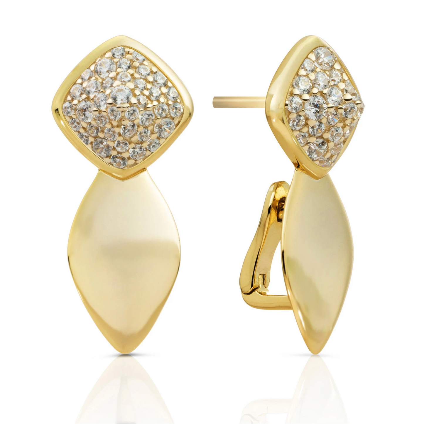 Earrings | Edge Push Back Earrings Gold - CZ