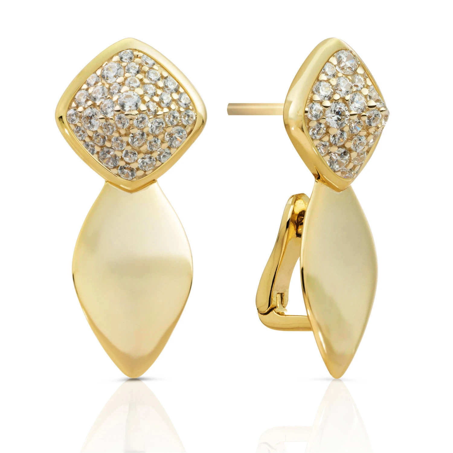 Earrings | Edge Push Back Earrings Gold - CZ