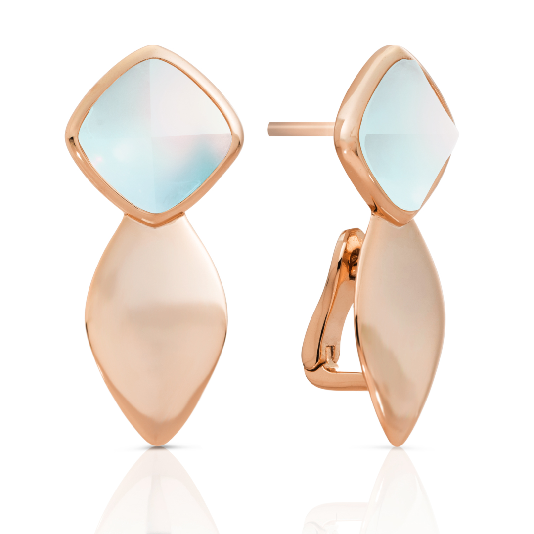 Earrings | Edge Rose Gold - Double pin - Opalite