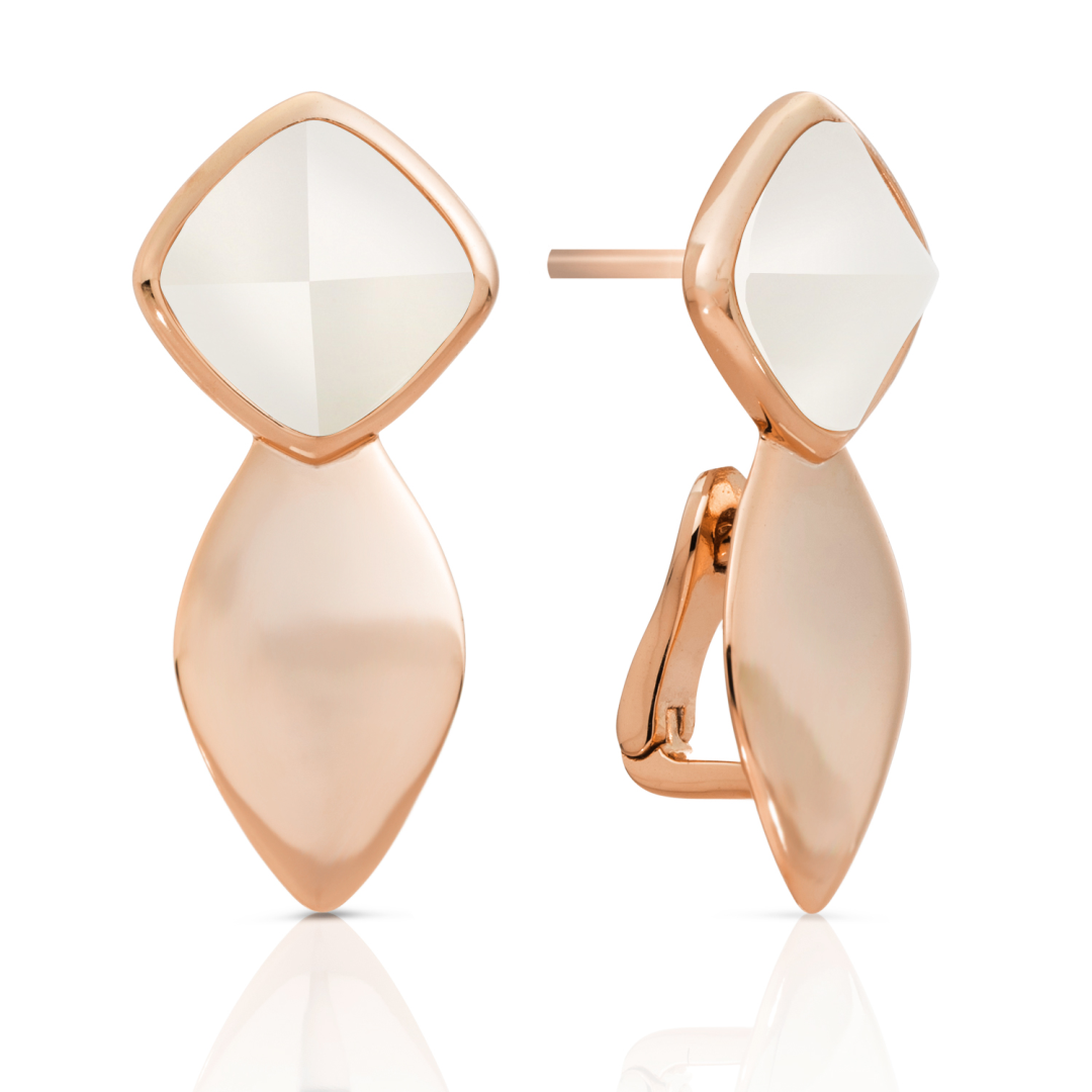 Earrings | Edge Rose Gold - Double pin - Pearl