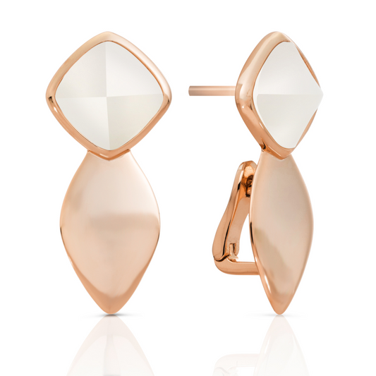 Earrings | Edge Rose Gold - Double pin - Pearl