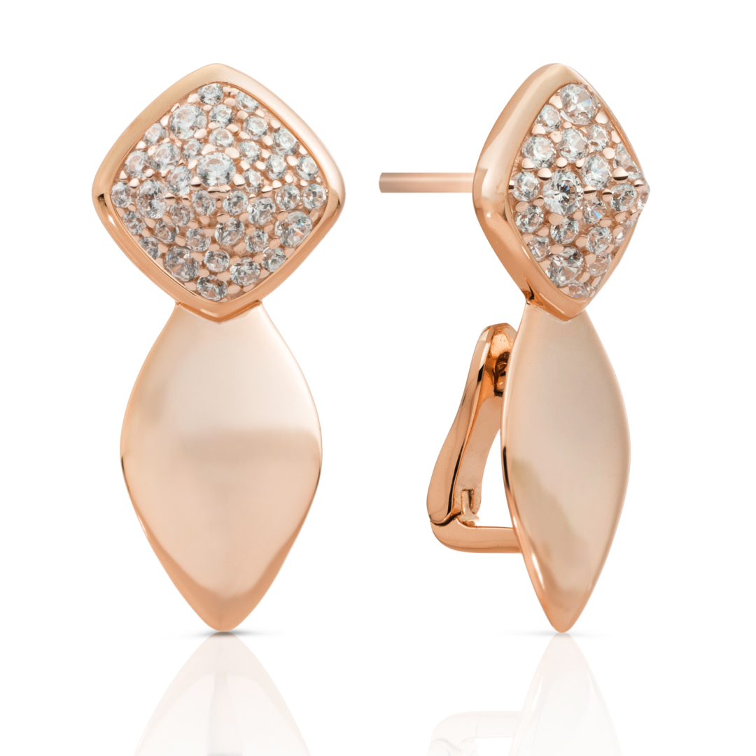 Earrings | Edge Rose Gold - Double pin - Zirkonia