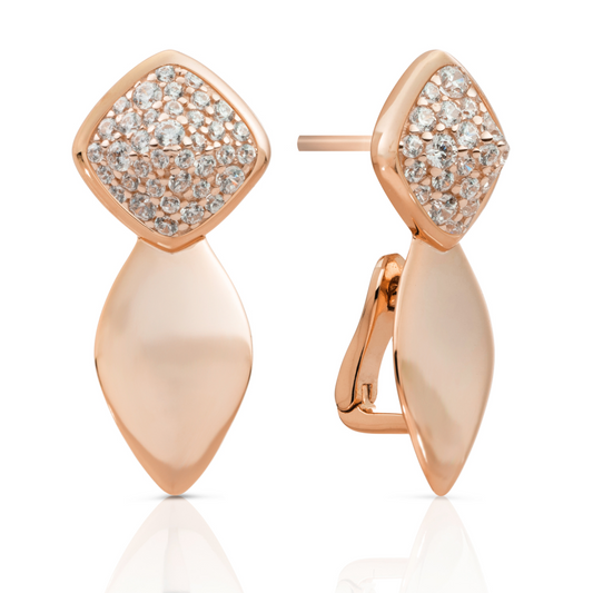 Earrings | Edge Rose Gold - Double pin - Zirkonia