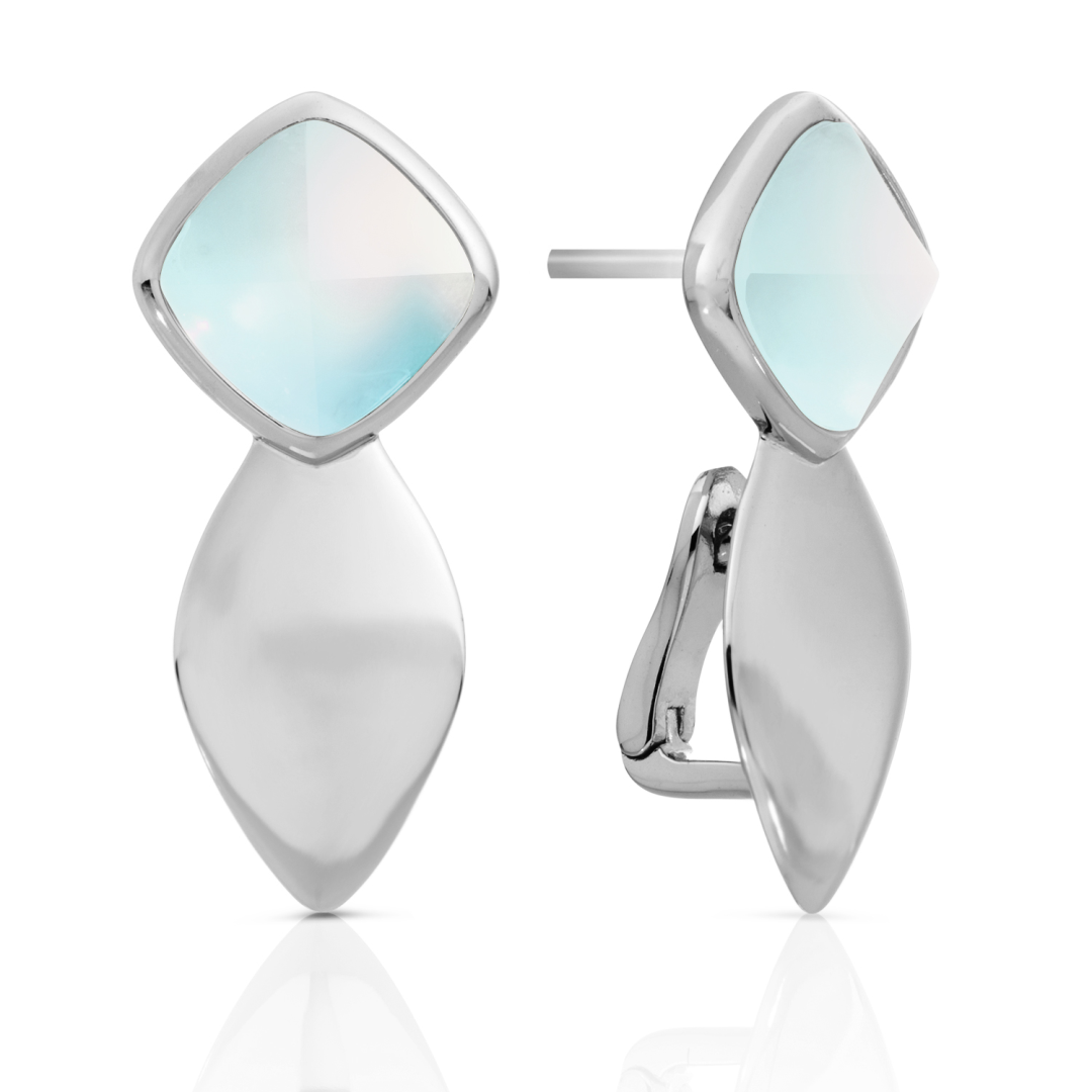 Earrings | Edge Silver - Double pin - Opalite