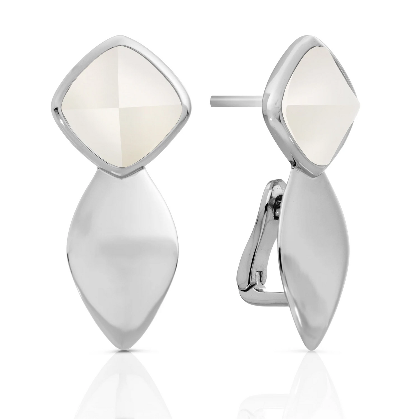Earrings | Edge Silver - Double pin - Pearl