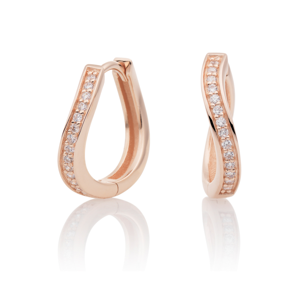 Earrings | Flare Crystal Rose Gold - CZ polished