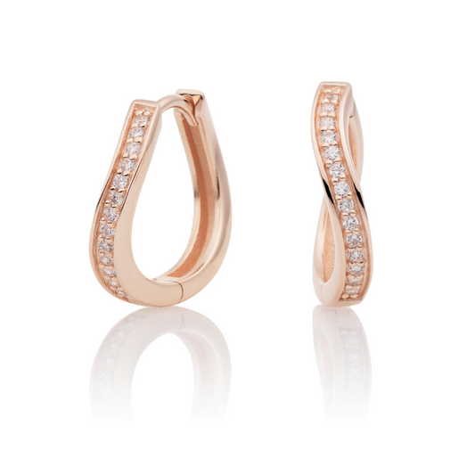 Earrings | Flare Crystal Rose Gold - CZ polished