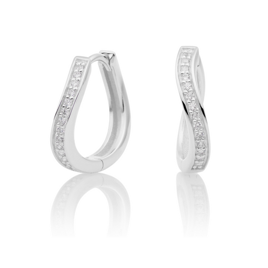 Earrings | Flare Crystal Silver - CZ polished