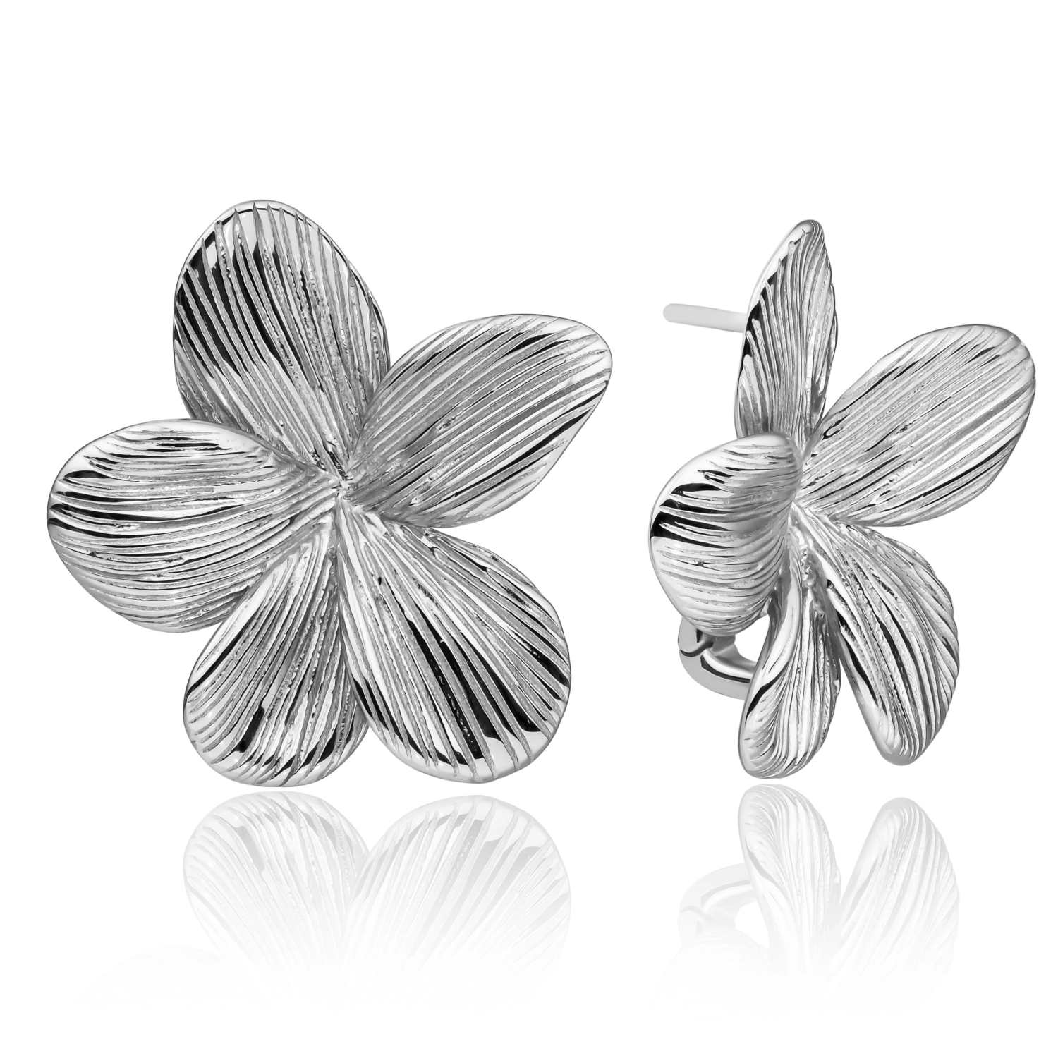 Earrings | Flora Push Back Earrings Silver