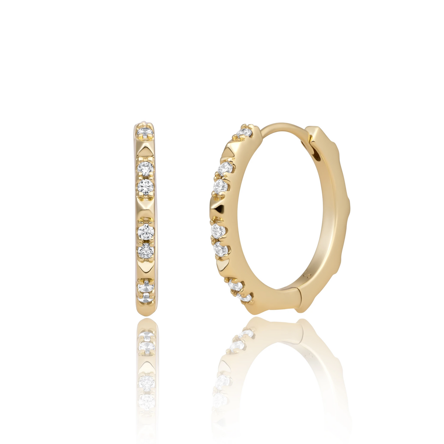 Earrings | Mini Edge Earrings Gold - CZ