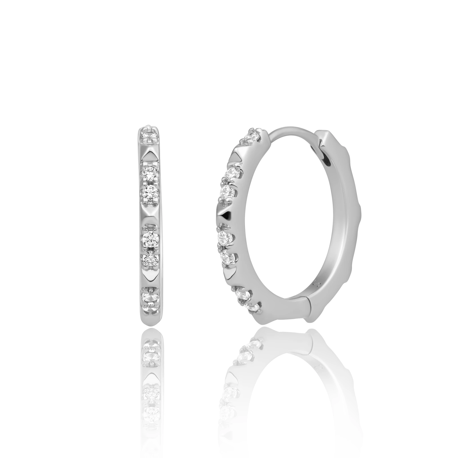 Earrings | Mini Edge Earrings Silver - CZ