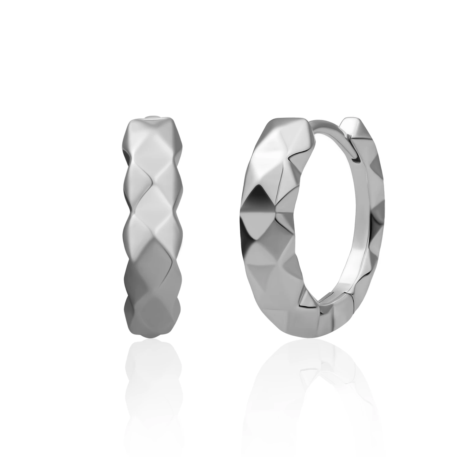 Earrings | Multi Edge Huggies Silver