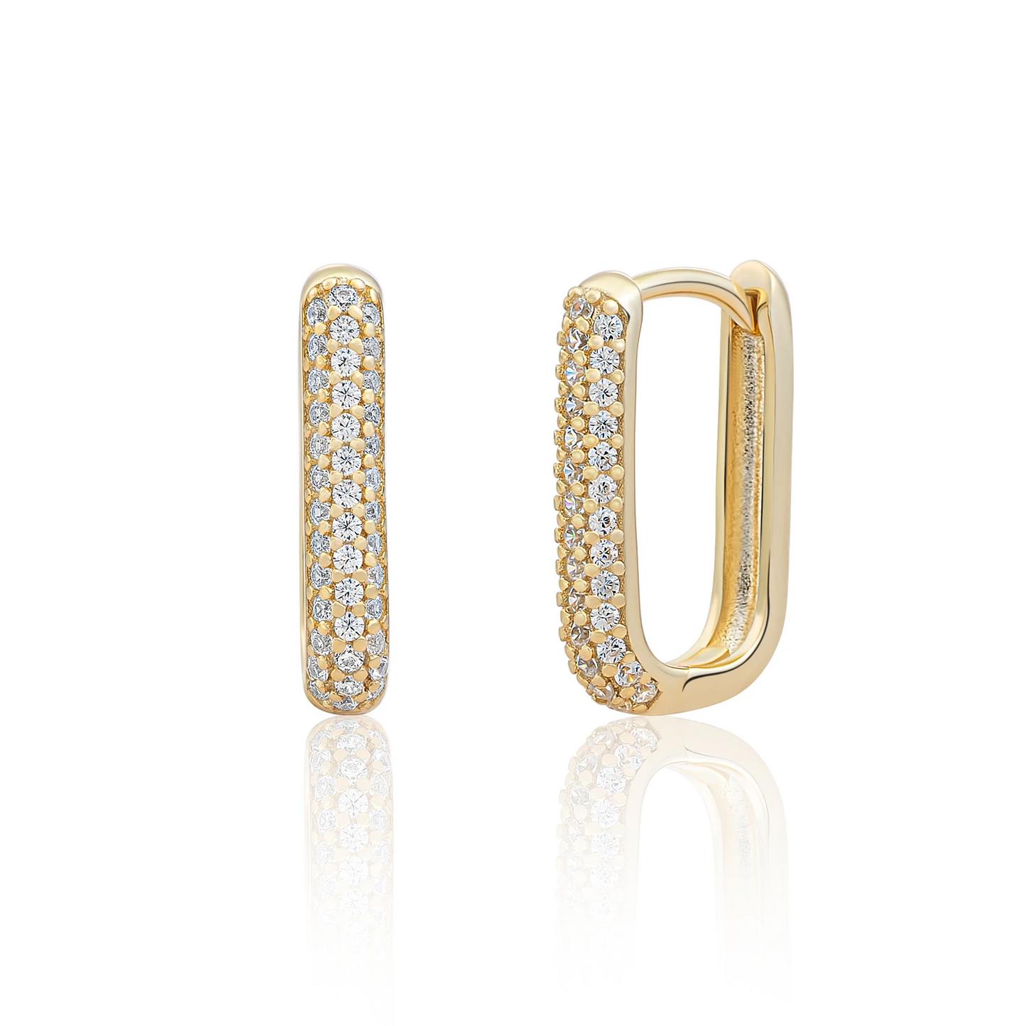 Earrings | Square Huggies Gold - CZ