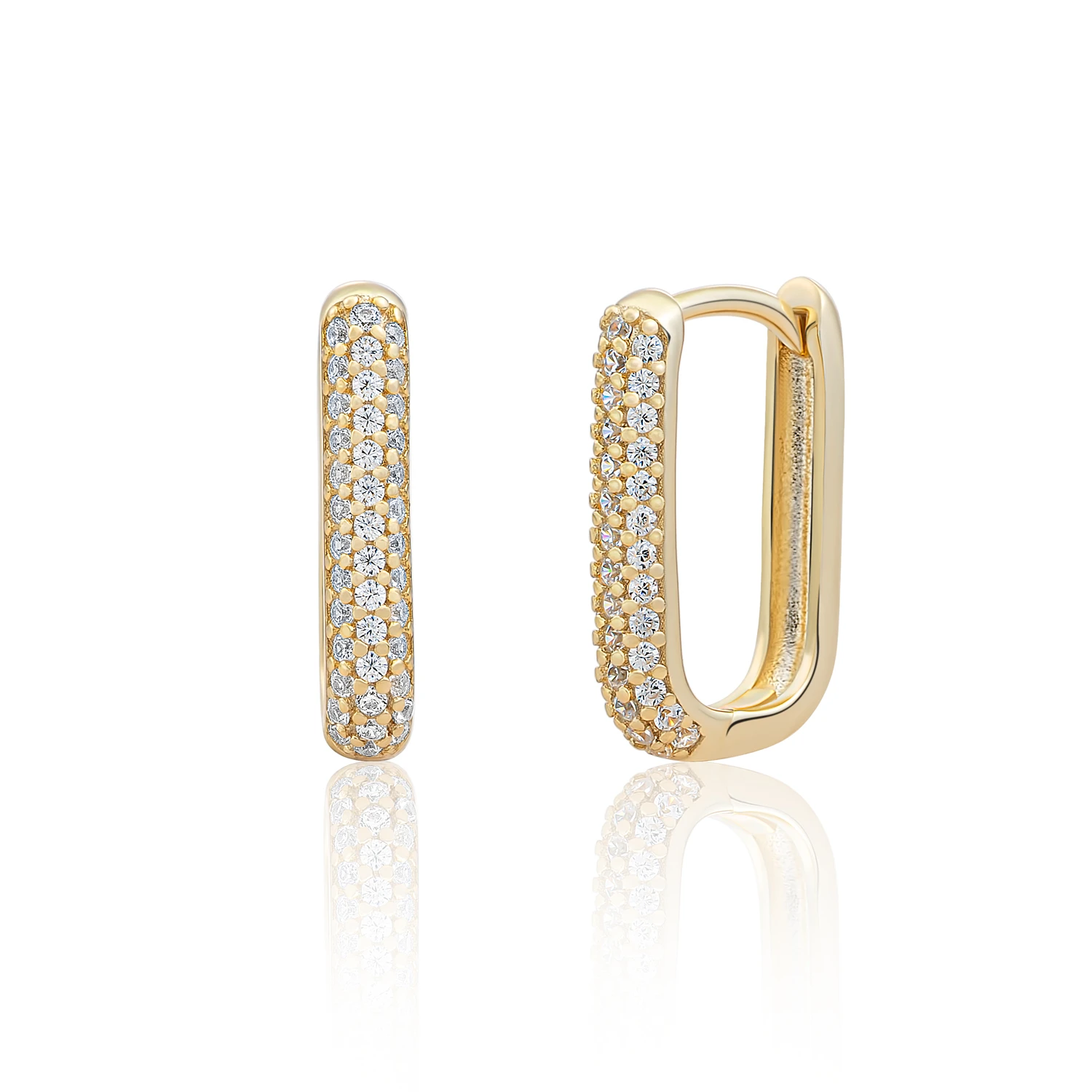 Earrings | Square Huggies Gold - CZ