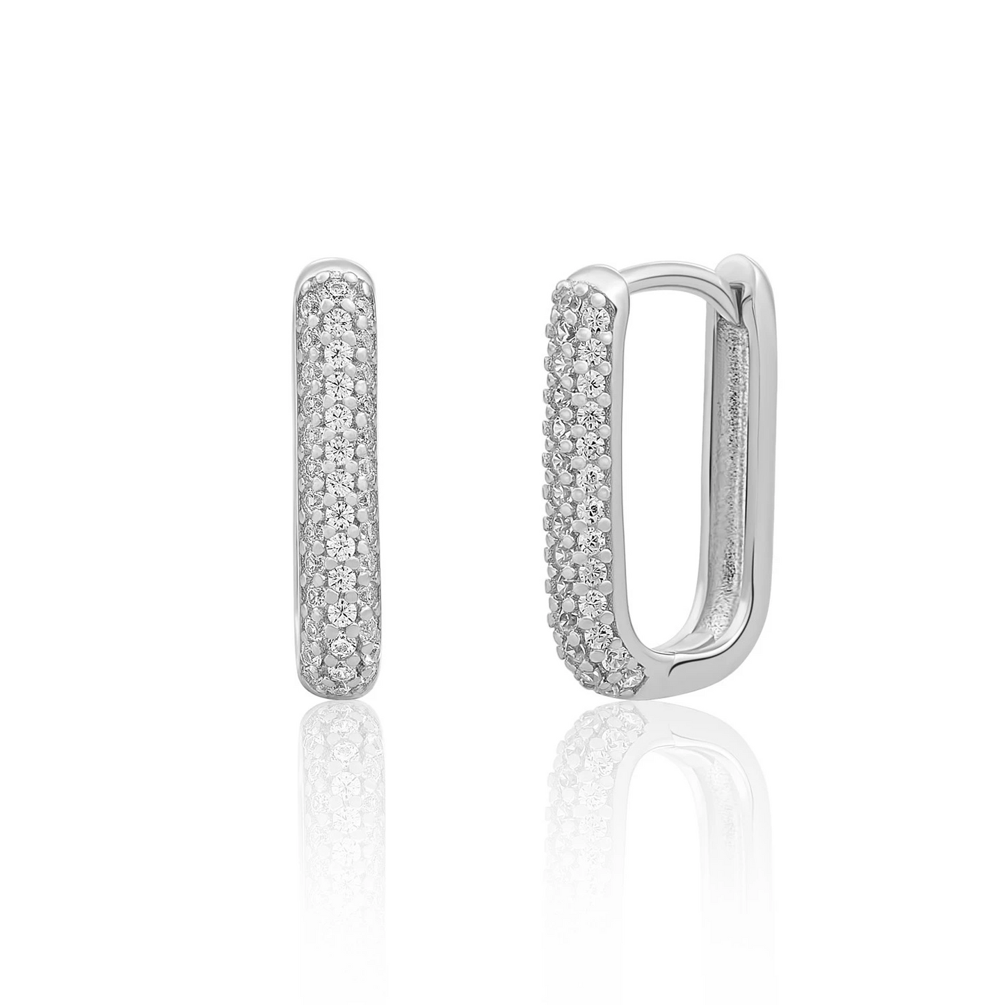 Earrings | Square Huggies Silver - CZ