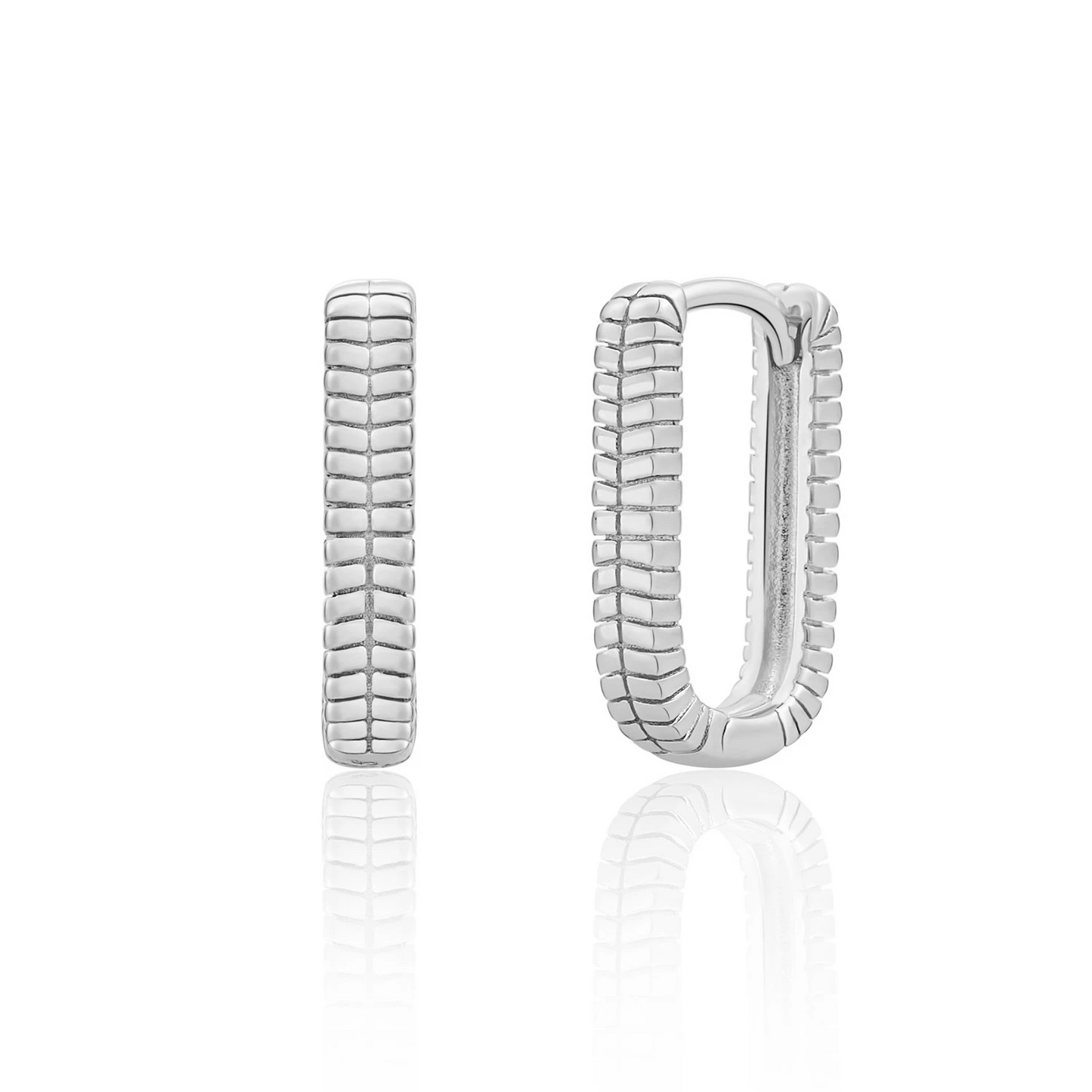 Earrings | Square Huggies Silver