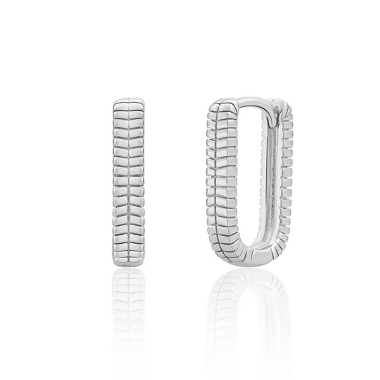 Earrings | Square Huggies Silver