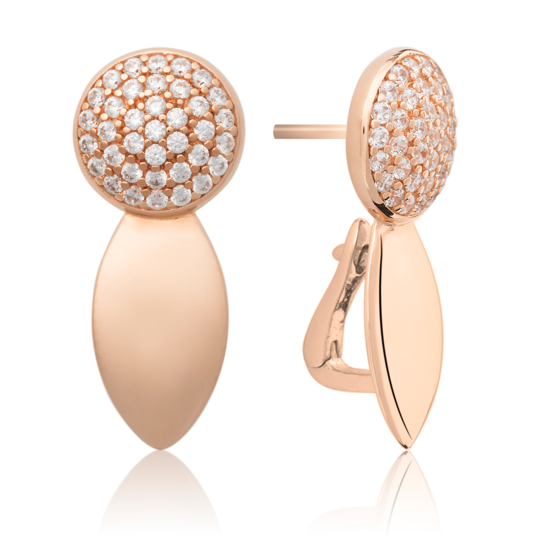 Earrings | The Core Crystal Rose Gold - Double pin - CZ polished