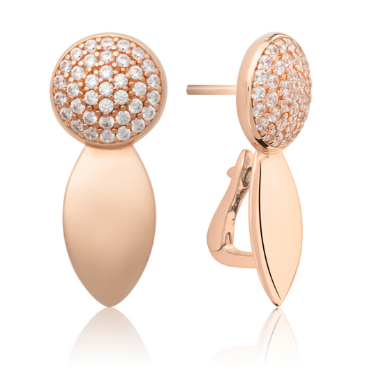 Earrings | The Core Crystal Rose Gold - Double pin - CZ polished