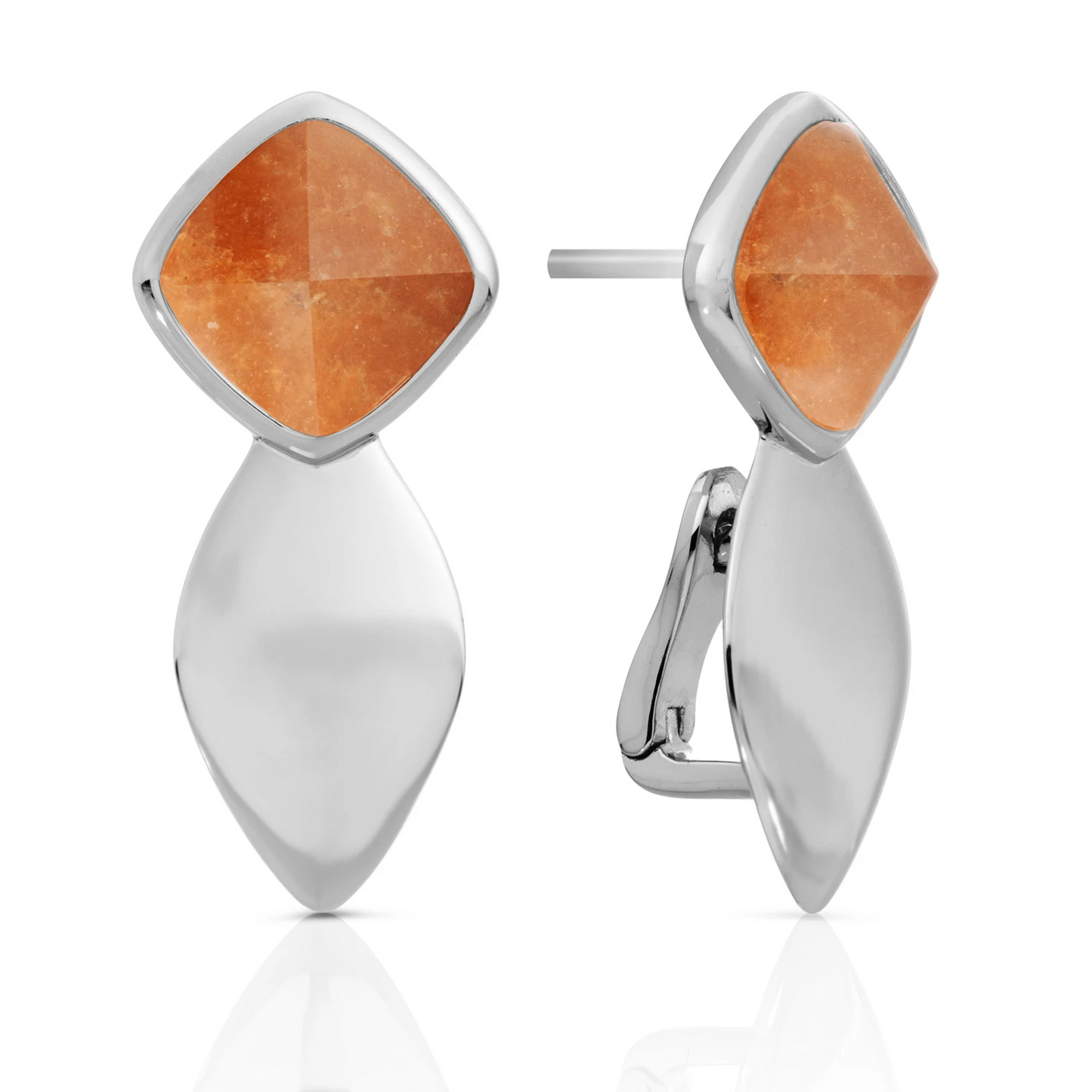Earrings - The Core Silver -  Double pin - Red Aventurine