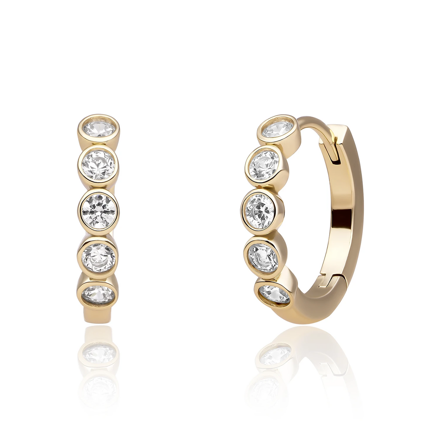Earrings | Tube Huggies Gold - CZ