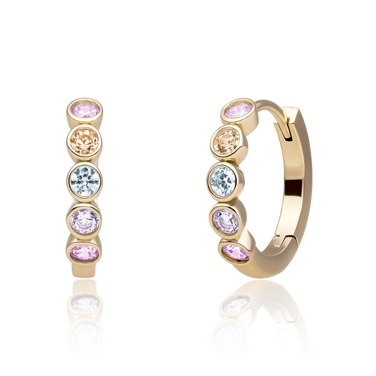 Earrings | Tube Huggies Gold - Multi CZ