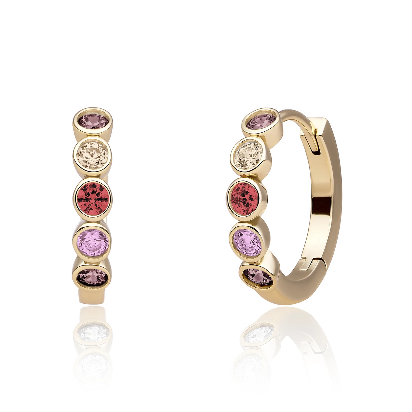 Earrings | Tube Huggies Gold - Multi CZ
