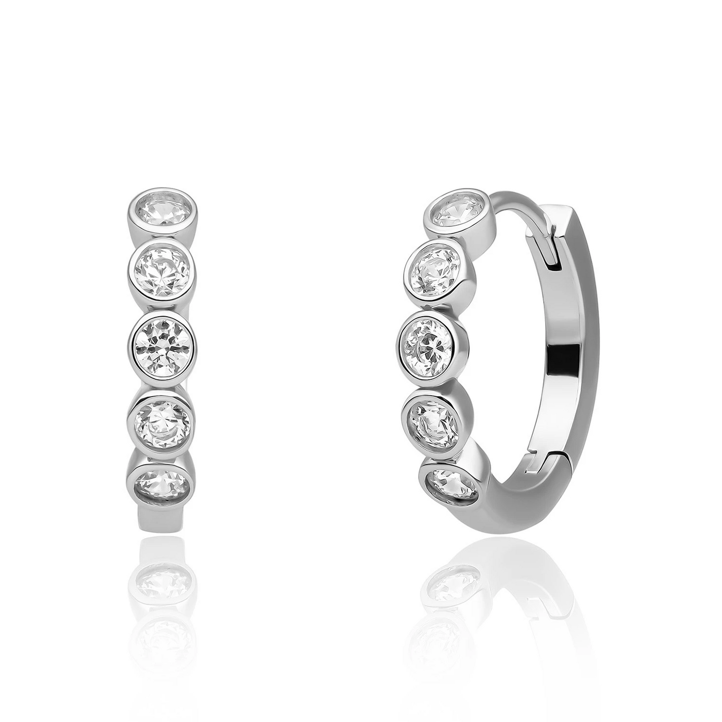 Earrings | Tube Huggies Silver - CZ