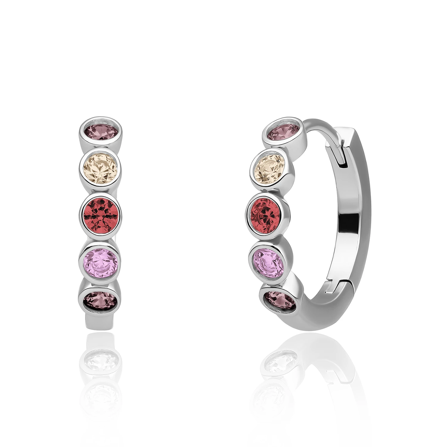 Earrings | Tube Huggies Silver - Multi CZ