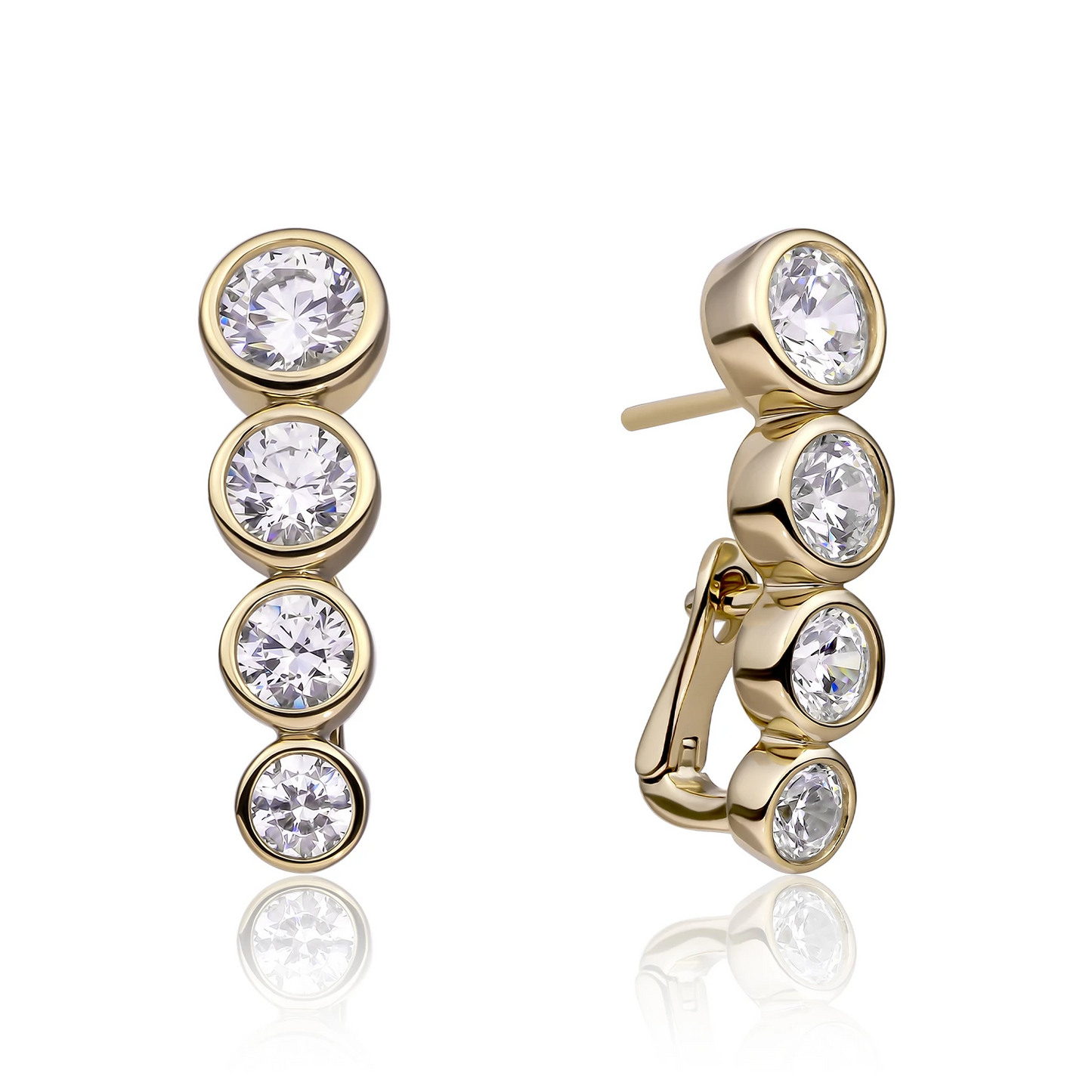 Earrings | Tube Push Back Earrings Gold - CZ