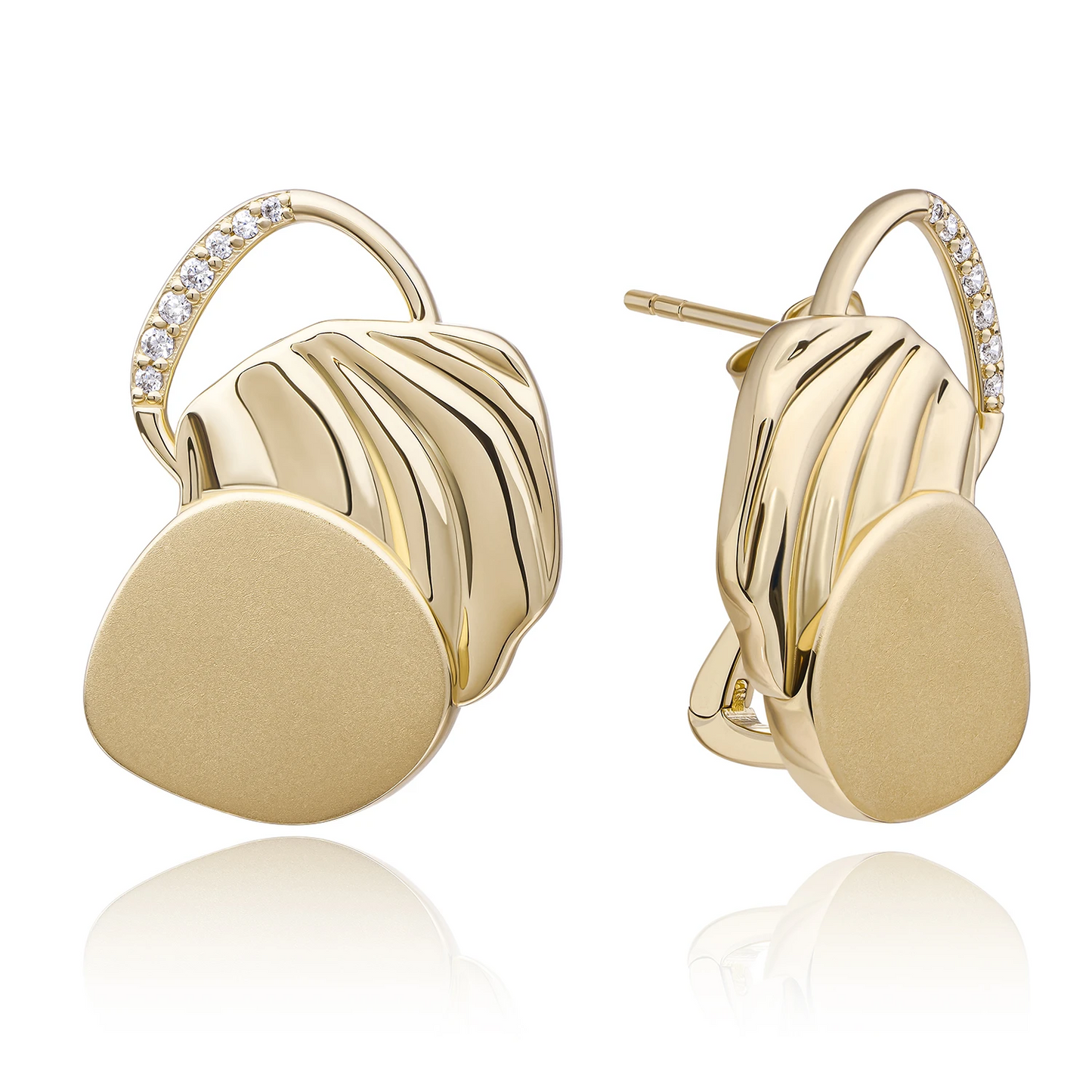 Earrings | Uneven Push Back Earrings Gold - CZ