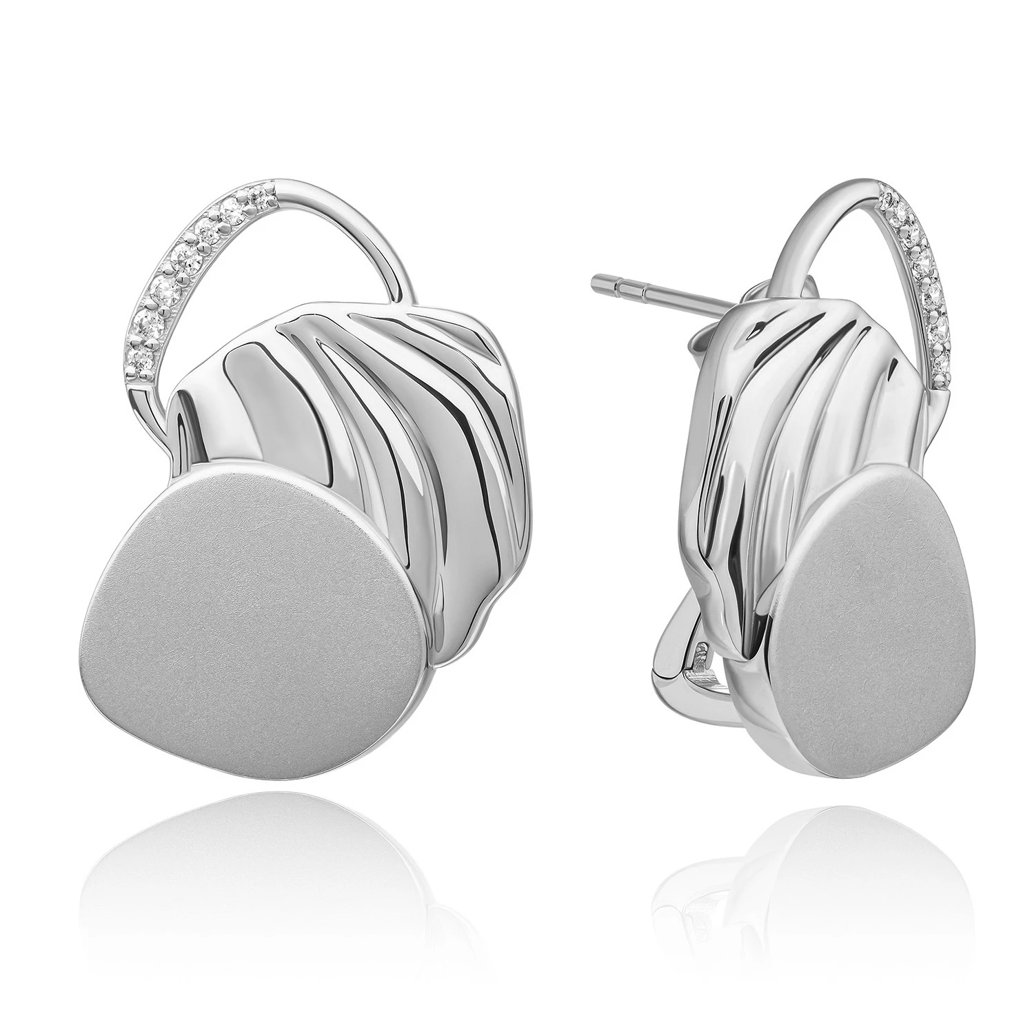 Earrings | Uneven Push Back Earrings Silver - CZ