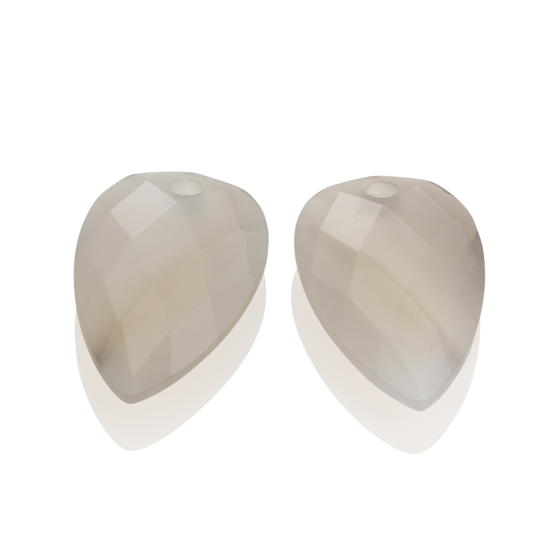 Earstones | Blossom - Facet Grey Agate