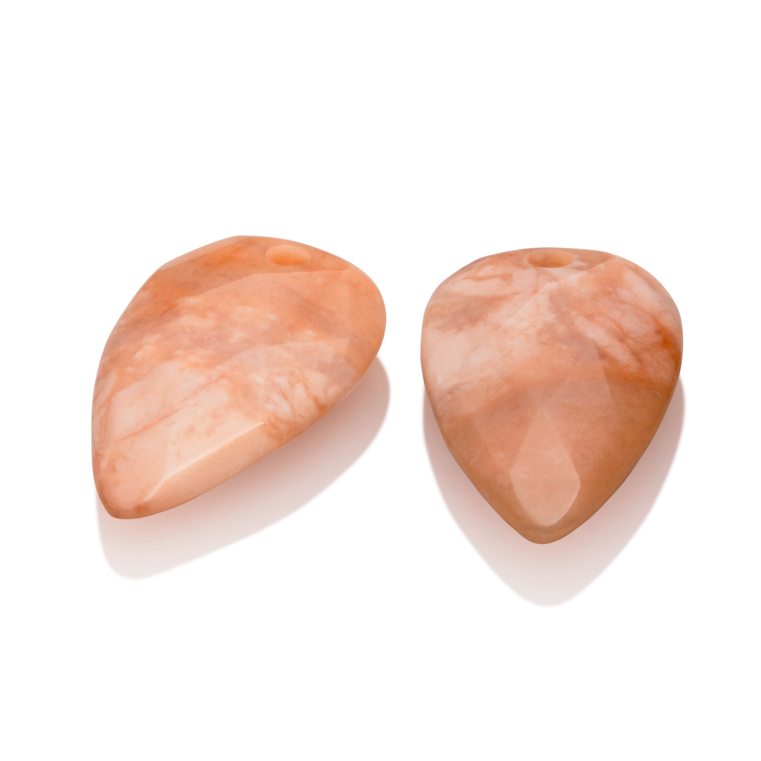 Earstones | Blossom - Facet Peach Rhodonite